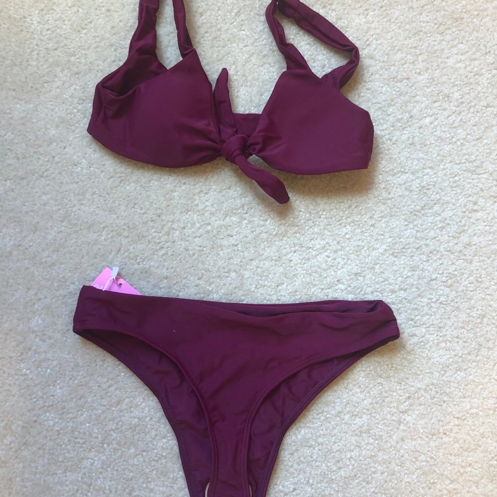 Maroon, Bikini, Swim Wear, 2-Piece Set